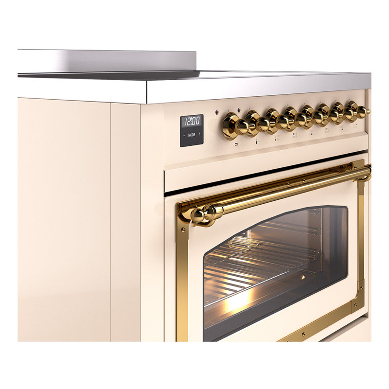 ILVE Nostalgie II Noblesse 36 in Induction Range, Antique White/Brass