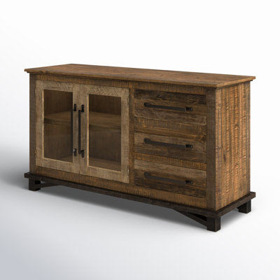 Sabetha 59.75" Wide 3 Drawer Pine Solid Wood Buffet Table by Loon Peak
