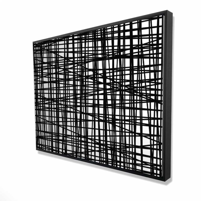 Abstract Small Stripes - Black Living Room Framed Canvas Decor