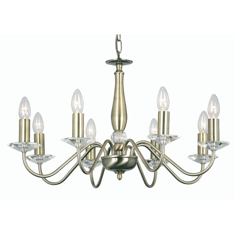 Francine 8 - Light Candle Style Chandelier, Antique Brass