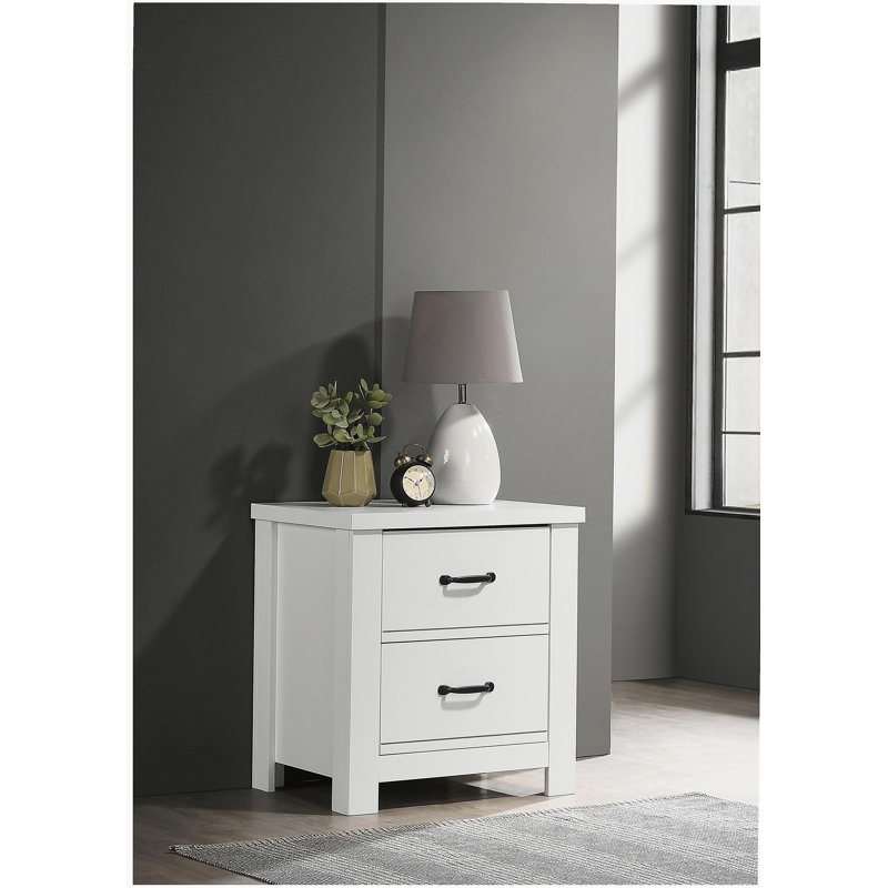 Cassini 21.5" White 2-Drawer Nightstand Bedside Table