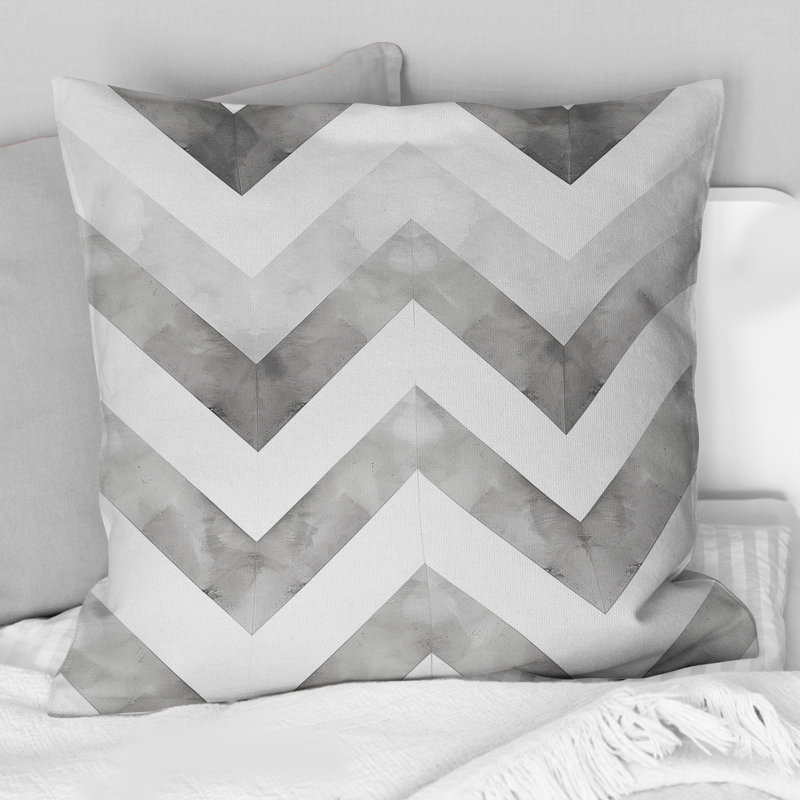 Coussin décoratif gris Midcentury Chevron Print I - Midcentury, H 18 po x l 18 po