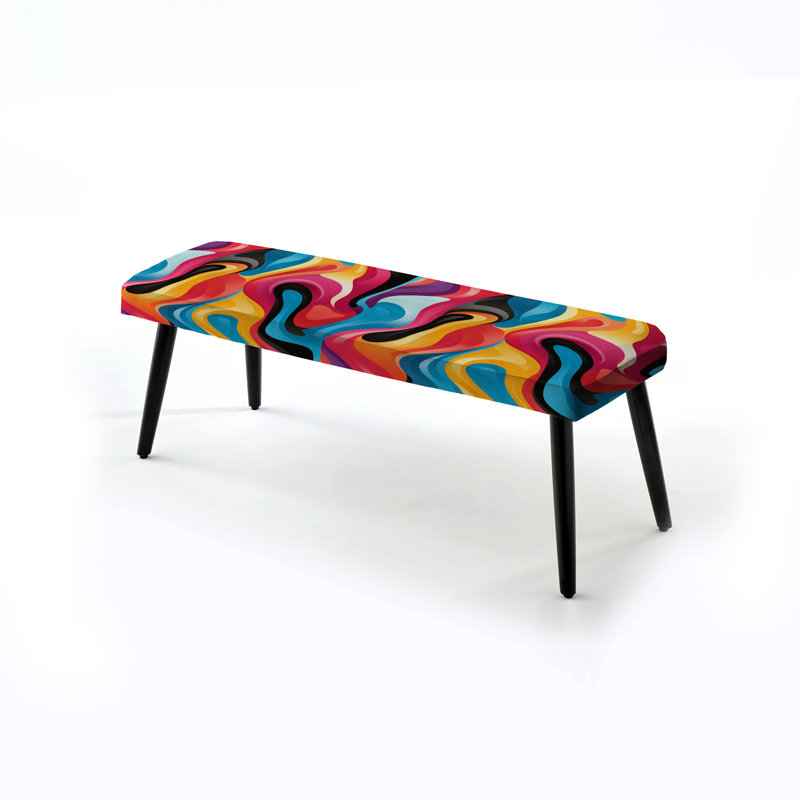 Banc multicolore tourbillonnant Harmony Waves - Abstrait rembourré noir