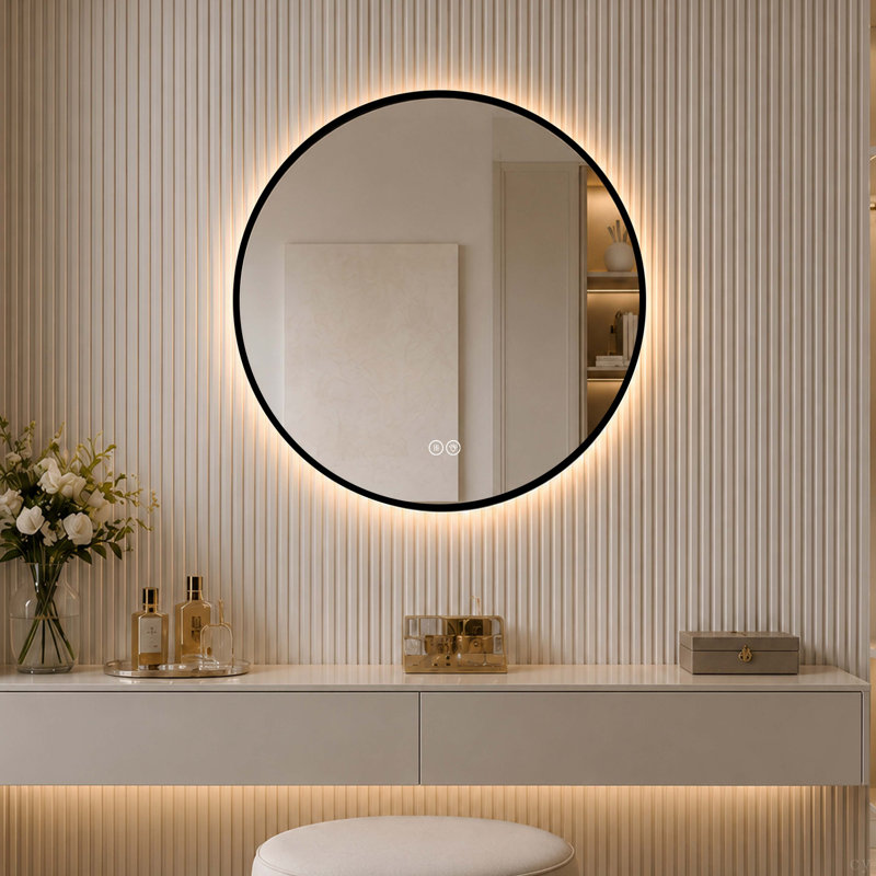 Miroir rond de salle de bain à DEL, H 0,79 po x l 28 po