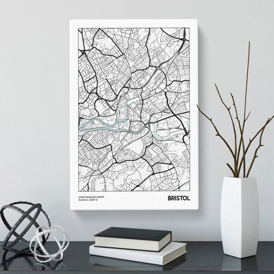 Map Bristol UK - Wrapped Canvas