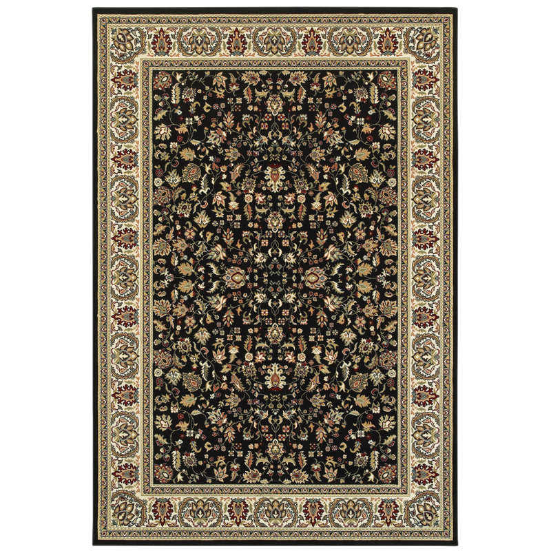 Tapis noir / ivoire Greenwich, Rectangle 3 pi 10 po x 5 pi 5 po