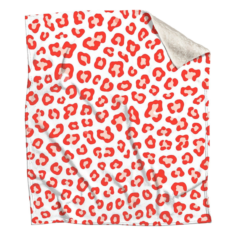 Couvertures à motif léopard, 50in W x 60in H, Moyen rouge blanc