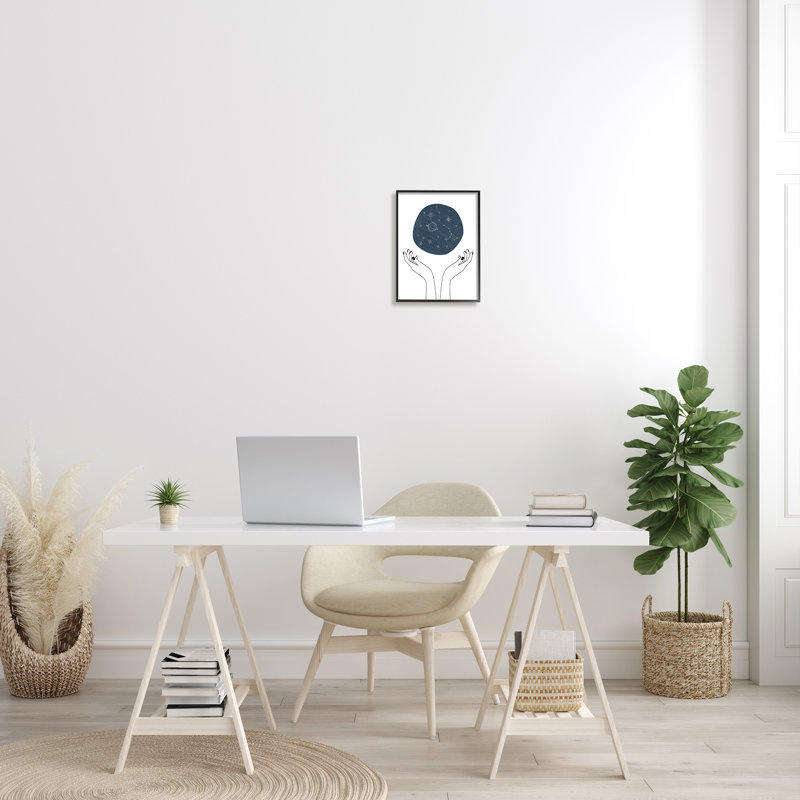 Hands Hands Galaxy Constellations - Impression sur toile, Giclée encadrée noir minuit, H 14 po x l 11 po x P 1,5 po