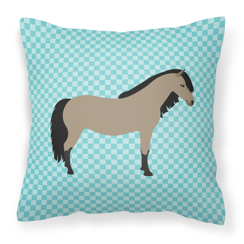 Coussin extérieur pony cheval check, Bleu, 18 po x 18 po