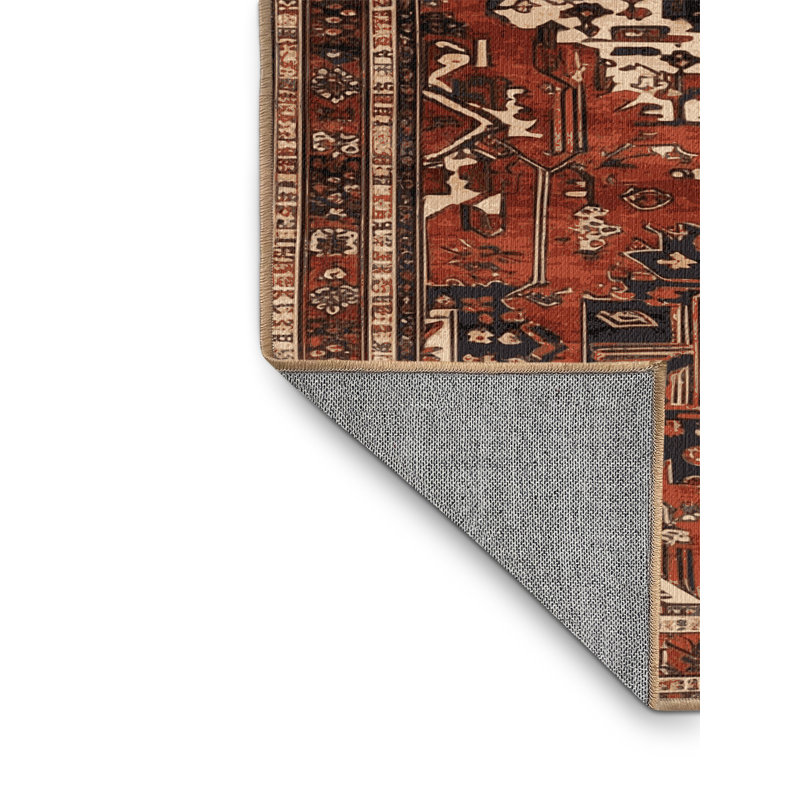 Tapis brun turc lavable à la machine, Rond 4 pi