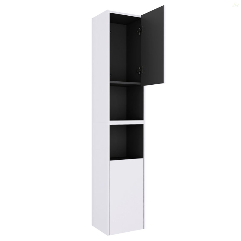 12" Bathroom Side Cabinet,2-Soft Close Doors,Float Mounting Design, White