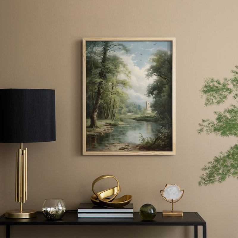 «Vintage Landscape CXCV III», reproduction encadrée - bois massif, Naturel, H 21 po x l 17 po
