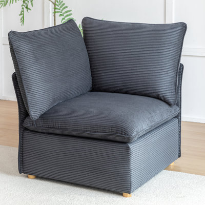 Chaise de coin en velours côtelé Hepworth avec deux coussins