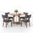 47.24" Ancient  Round MDF Dining Table with 4/6 Woven Linen Chairs, Farmhousefor Kitchen Dining Room Living Room-469367910-469367908-461297644