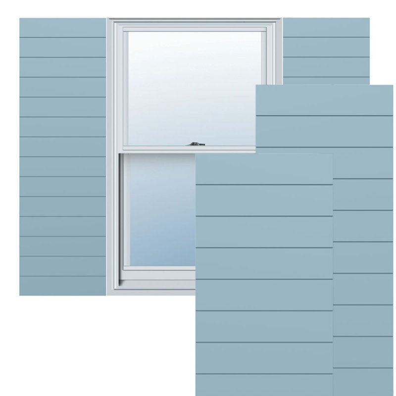Volets à fixation fixe en PVC True Fit, Bleu paisible, 12'', 42"