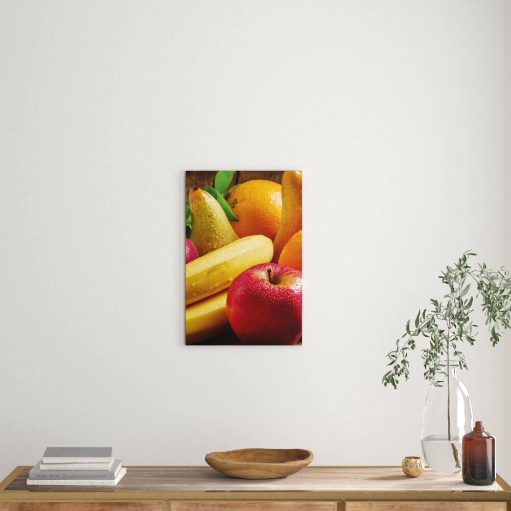 Leinwandbild Obst Erdbeeren Kiwi Orangen, Fotodruck