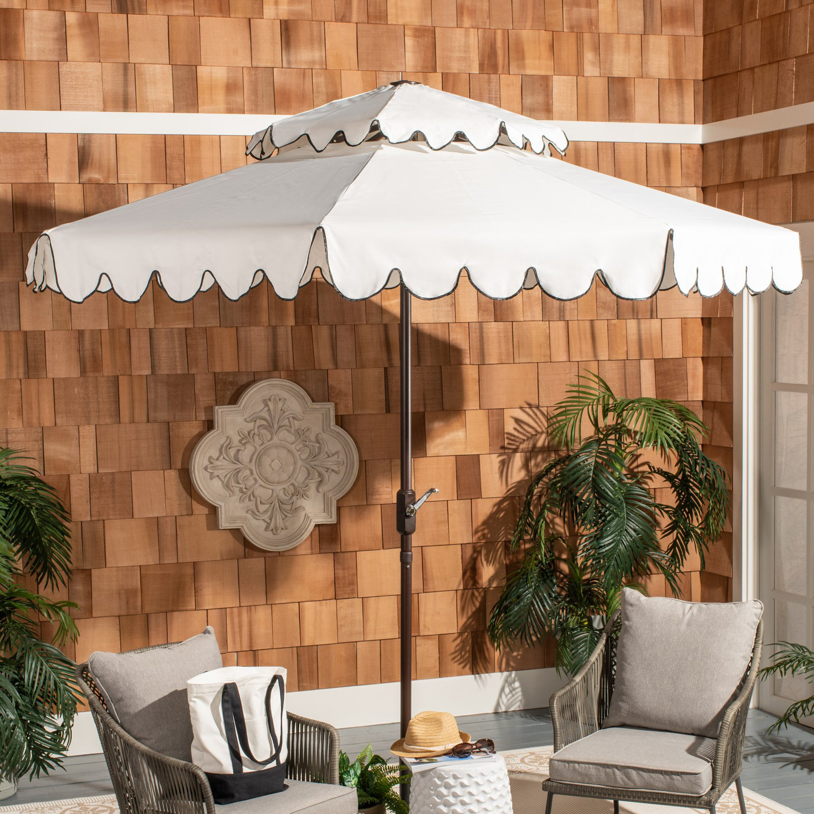 Alfie 108'' Outdoor Umbrella, Ivory/White