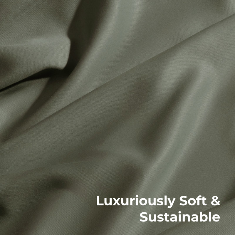 Cariloha Retreat 4-Piece Sateen Sheet Set | Lyocell Material | Breathable, Corner Straps, Extra soft & Cooling, Oasis Green