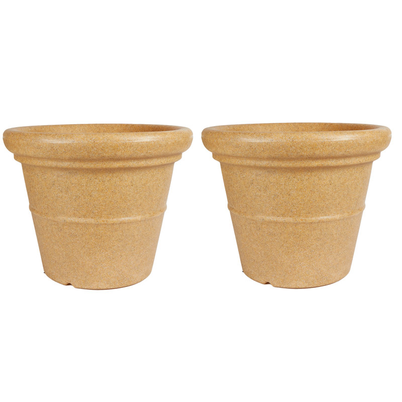 Terrazzo Round Planter - (2 Pack), Beige, 17" H x 20" W x 20" D