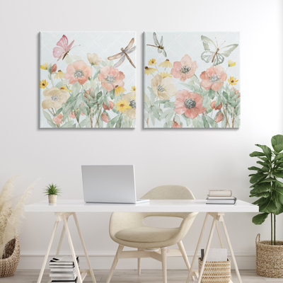 Delicate Garden Joy 2pc Canvas Set, design by Lanie Loreth