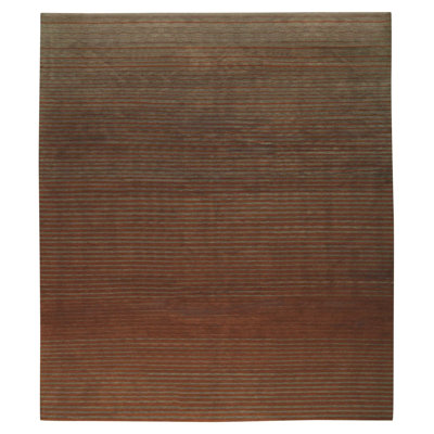 Flip Wool Striped Area Rug in Gray/Red