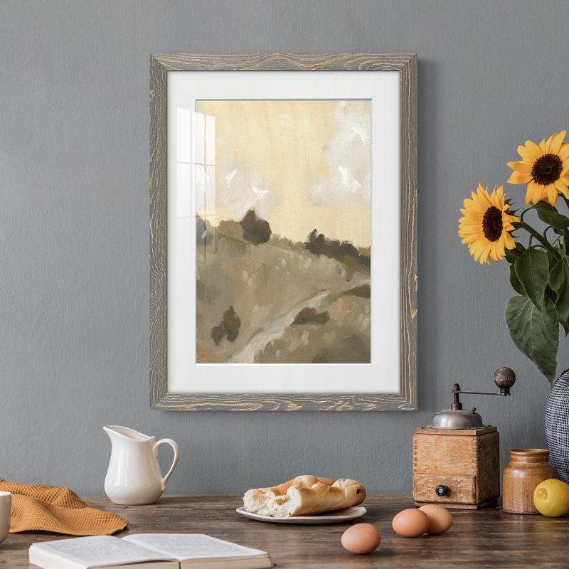 Hillside Walking Path IV - Peinture encadrée, H 43,5 po x l 31,5 po x P 1 po, Encadré gris clair
