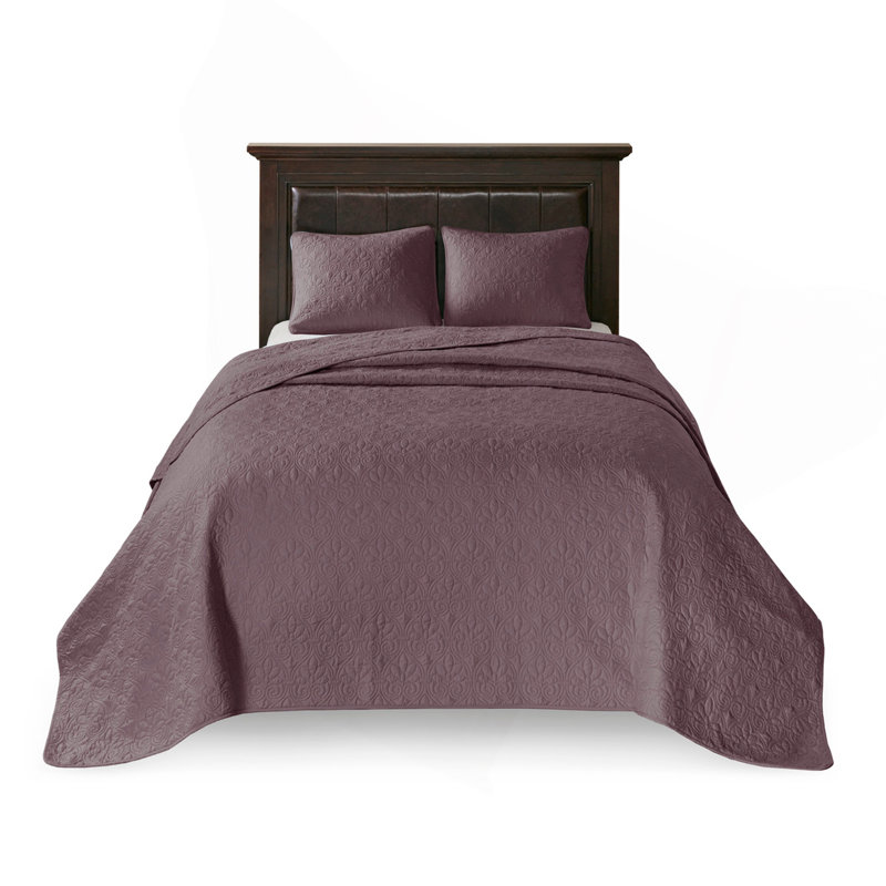 Reversible Bedspread Set, Purple, Queen Coverlet / Bedspread + 2 Shams