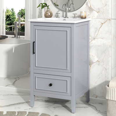 Bathroom Vanity With Sink, Bathroom Cabinet With Drawer And Adiustable Foot Pads