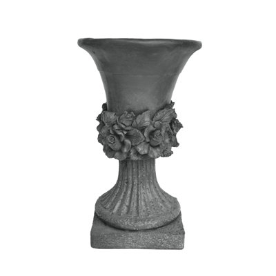 Garden Urn Planter - Antique Gray, 11.46" Depth X Width 19.06" Height, Weather & Water , Ideal For Indoor Outdoor, Suited Flowers, Herbs, Succulents, Veggies 11.76 Lb, 11.46"X11.46"X19.06", Diverse