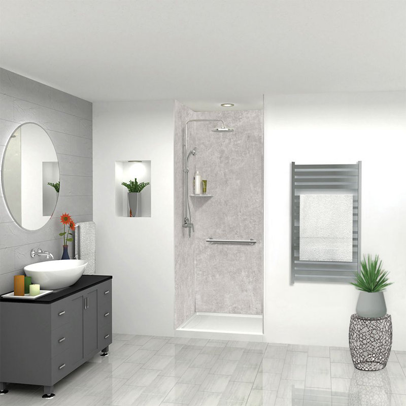 Transolid Titan Shower Wall Kit, 96" H x 36" W x 36" D, Caesar Gray Textured