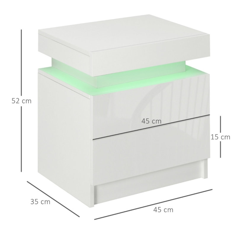 45cm W Engineered Wood Bedside Table