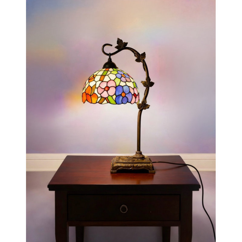 Belle lampe de chevet en mosaïque en verre coloré Tiffany, Bleu