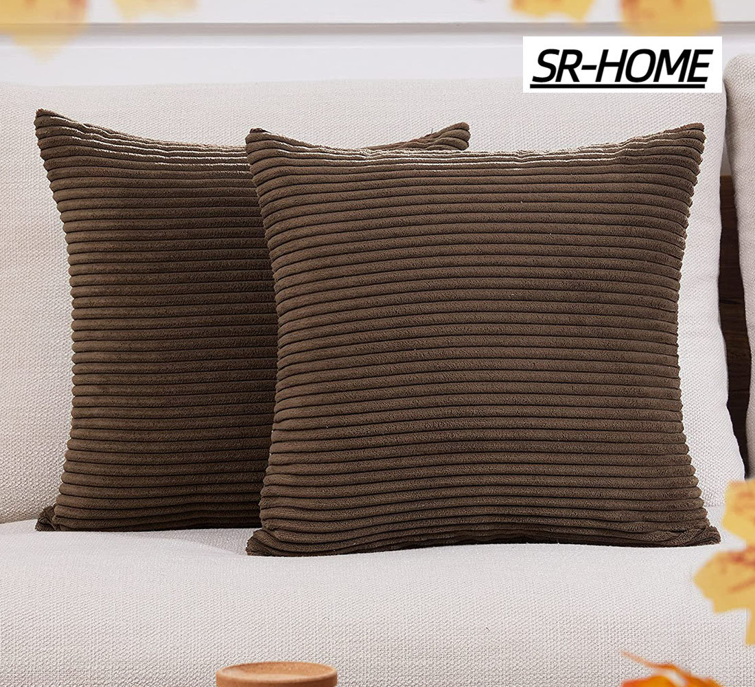 Soft Corduroy Corn Striped Velvet Series Decorative Throw Pillow