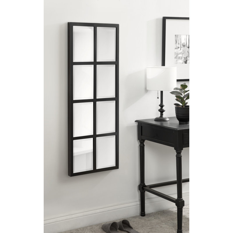 Lamel Panel Window Wall Mirror, Black