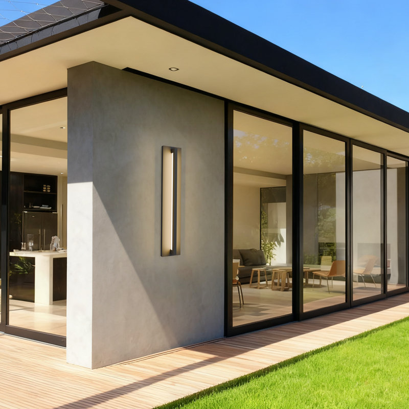 Applique murale linéaire d'extérieur à DEL en aluminium noir 27 "à intensité variable, H 27 po x l 5 po x P 4 po