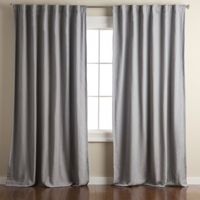 TOWN & COUNTRY LUXE ARLO Solid Linen Texture 100% Blackout Curtains 2-Pack