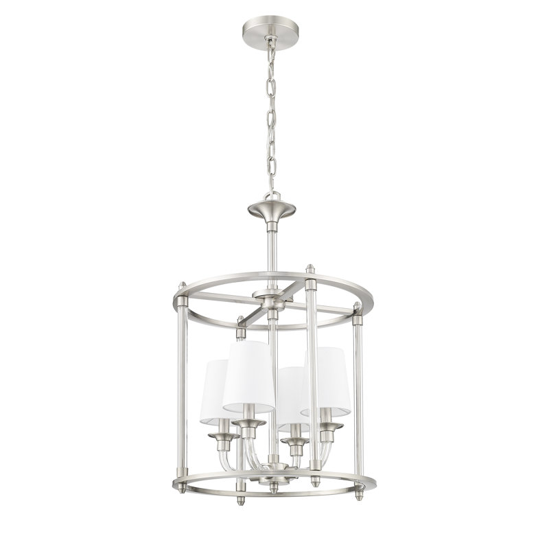 Lustre 4 lumières en laiton frotté Ain, Nickel brossé