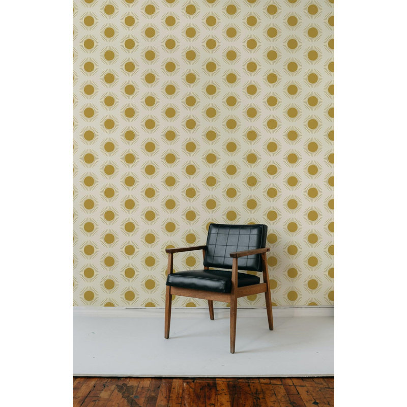 Sunburst - Wallpaper, Yellow, Faux Grasscloth, Non-Pasted