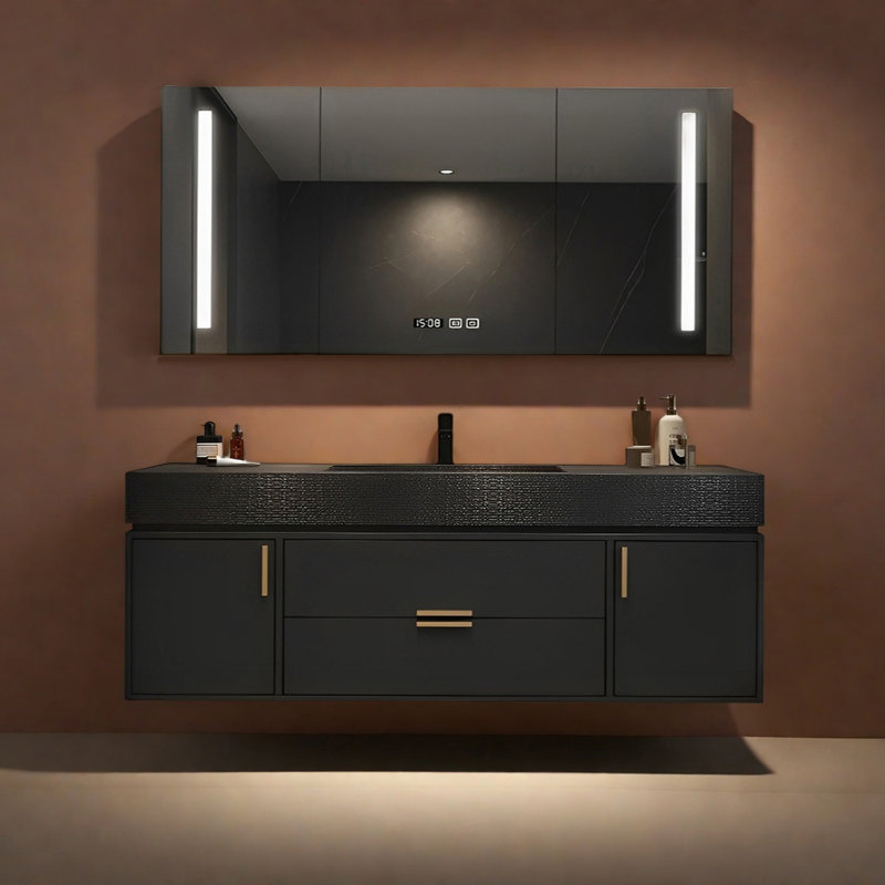 Modern simple rock plate bathroom cabinet, 55"