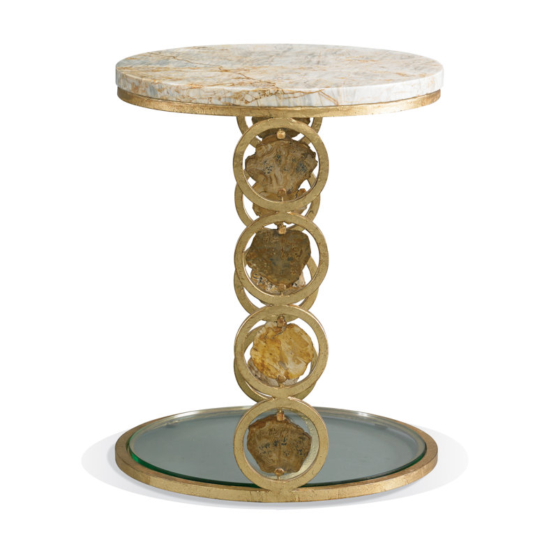 Infinity Marble End Table, Gold, Gold