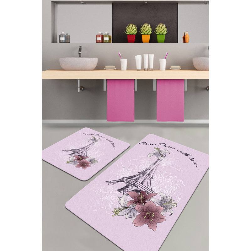 Ensemble de tapis de bain antibactérien (2 pièces), 100% polyester, 19,7 po x 23,6 po et 23,6 po x 39,4 po | Sous-tapis antidérapant, hauteur des poils: 0,4 po | Lavable à la machine, doux et durable, idéal pour la sécurité et le confort de la salle de bain