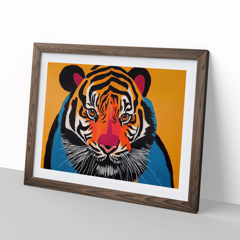 Inconceivable Tiger Abstract - Single Picture Frame Print, 34cm H x 46cm W x 2cm D, Walnut