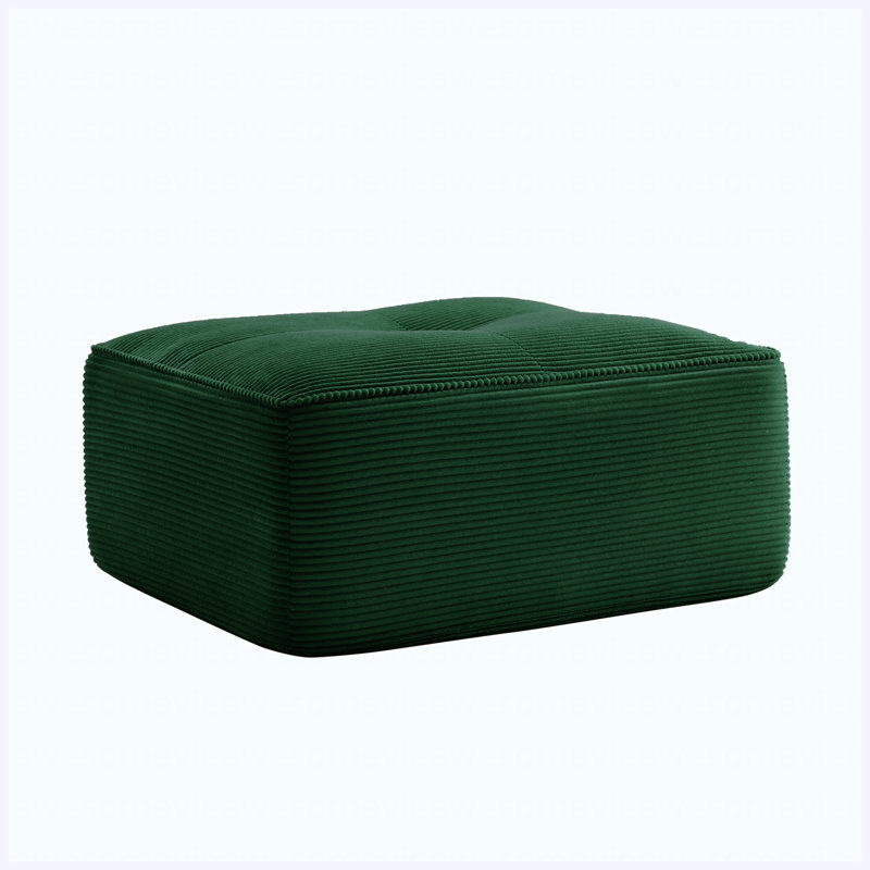 Repose-pieds vert en velours côtelé, Vert