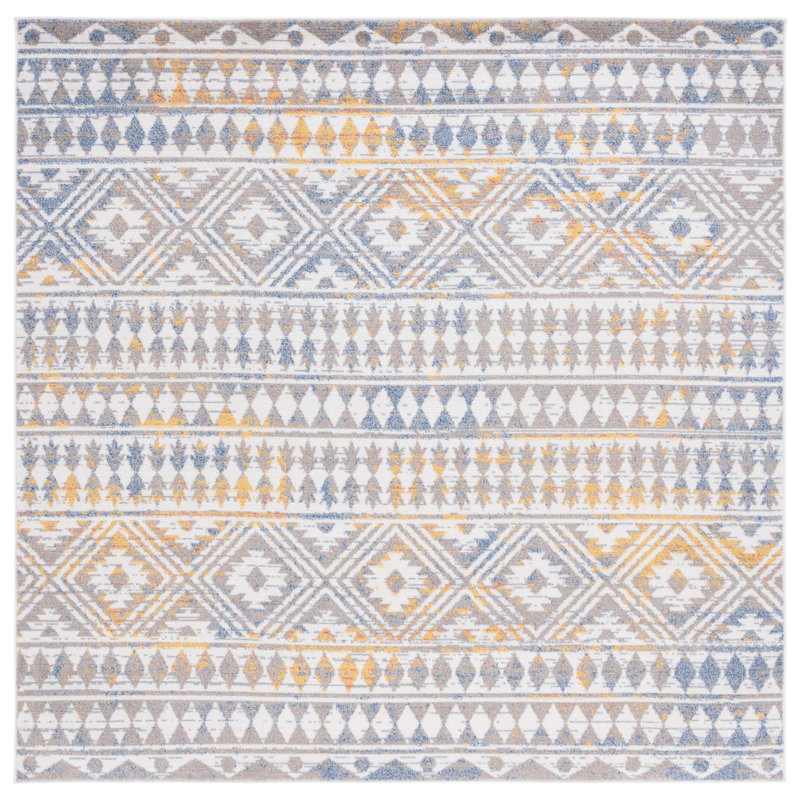 Tapis à motif géométrique Fawcette Performance, Carré 6 pi 7 po