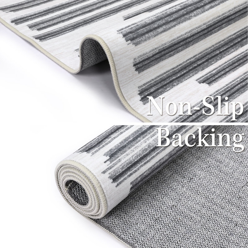Kryska Washable Striped Indoor Rug, Rectangle 9' x 12'