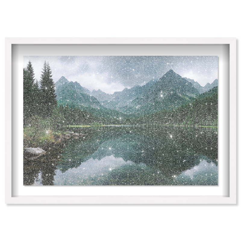 Mountain Mirror I Print by Oliver Gal, 17.5" H x 25.5" W, White Shadowbox