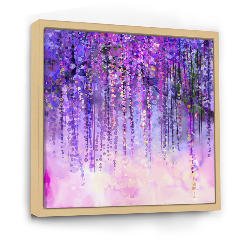 Printemps fleurs mauves arbre Wisteria en fleur - œuvre d'art traditionnelle sur toile, H 36 po x l 36 po x P 1,5 po