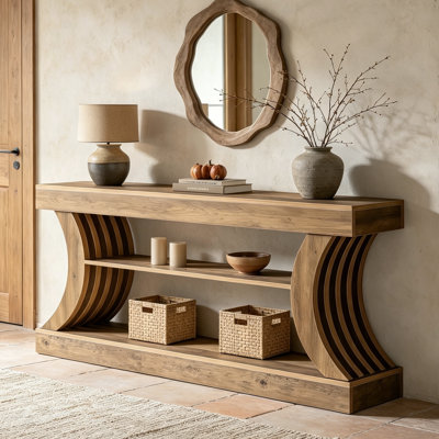 71" Console Table, 3-Tier Entryway Couch Table Behind Sofa