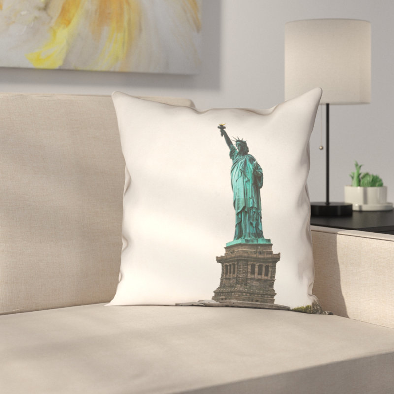 Coussin 100% coton à imprimé double face statue of liberty, 16 po x 1 po