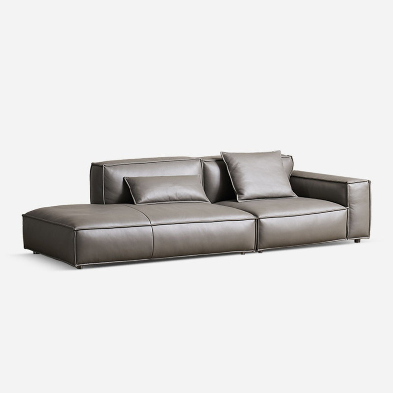 Gray Genuine Leather Modular Sofa cushion couch